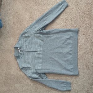 Large Puma SE Way 1 1/4 Zip Long Sleeve Gray Pullover Mock Neck Shirt